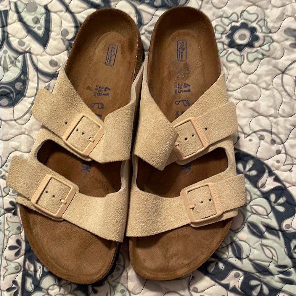 Birkenstock Beige Suede Arizona Sandals